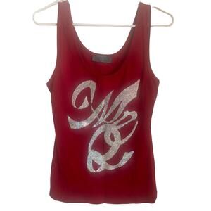 NWOT Authentic Alexander McQueen Logo Red Sequin Tank Top Size Small